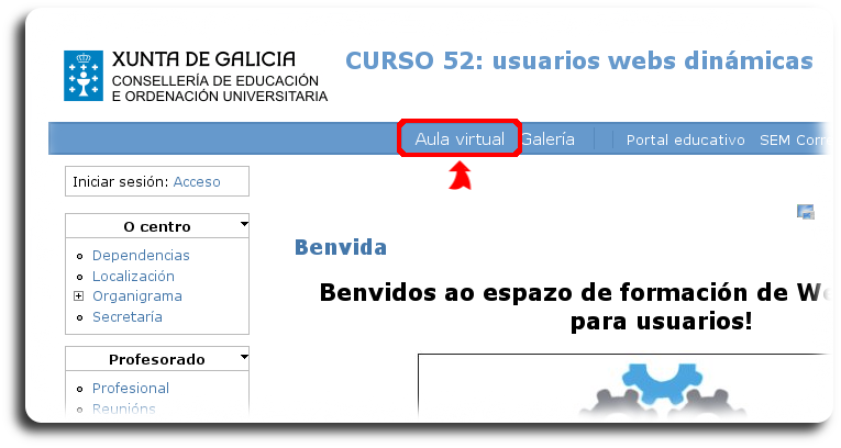 Accso á Auila Virtual desde a web do centro