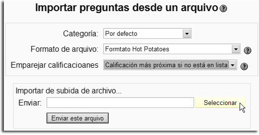 Parámetros para importar desde Hotpotatoes