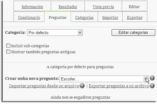 Contorno cuestionario: edición de preguntas