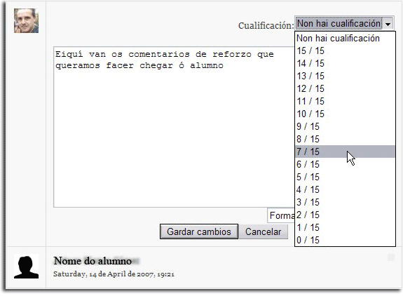 Formulario para Cualificar tarefa