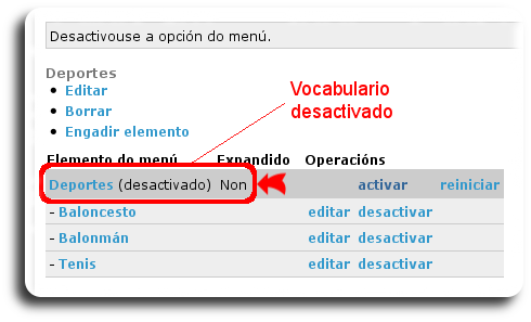 Menú co vocabulario desactivado