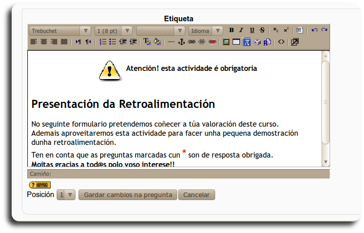 retroalimentación etiqueta