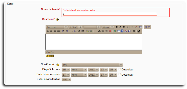 tarefa formulario xeral