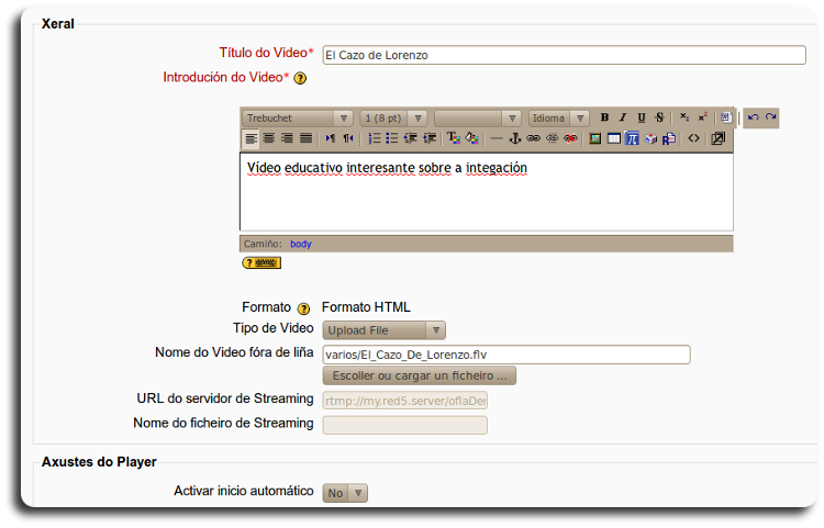 video formulario