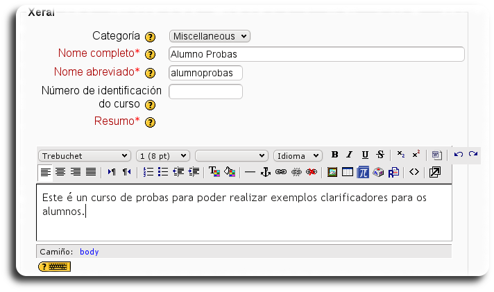 Configuración xeral identificativa