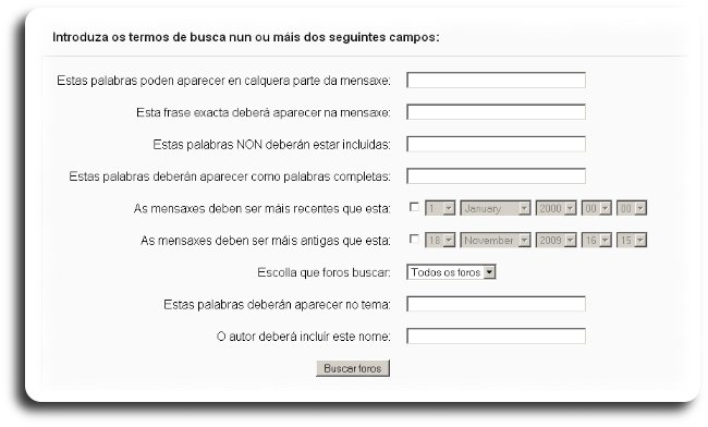 Busca avanzada nos foros do curso