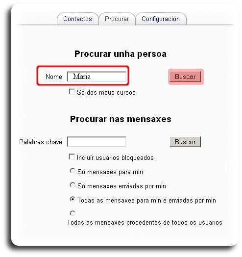 Escribir o nome de usuario a localizar e premer sobre buscar