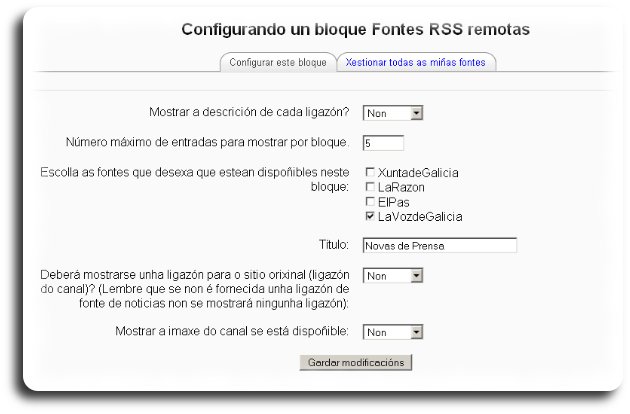 Configuración da visualización do bloque