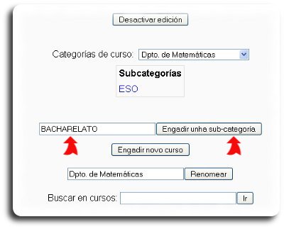 Engadir a subcategoría BACHARELATO