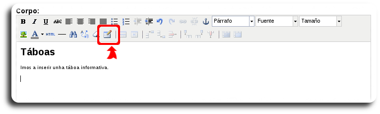 Inserir táboa