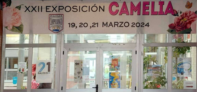 Pancarta da XXII Exposición da Camelia no CEP Campolongo