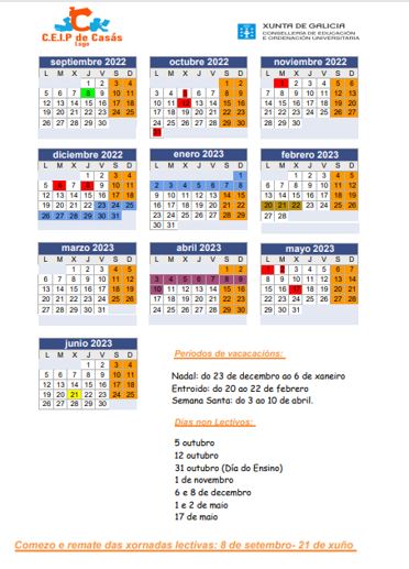 Calendario escolar 2022-23