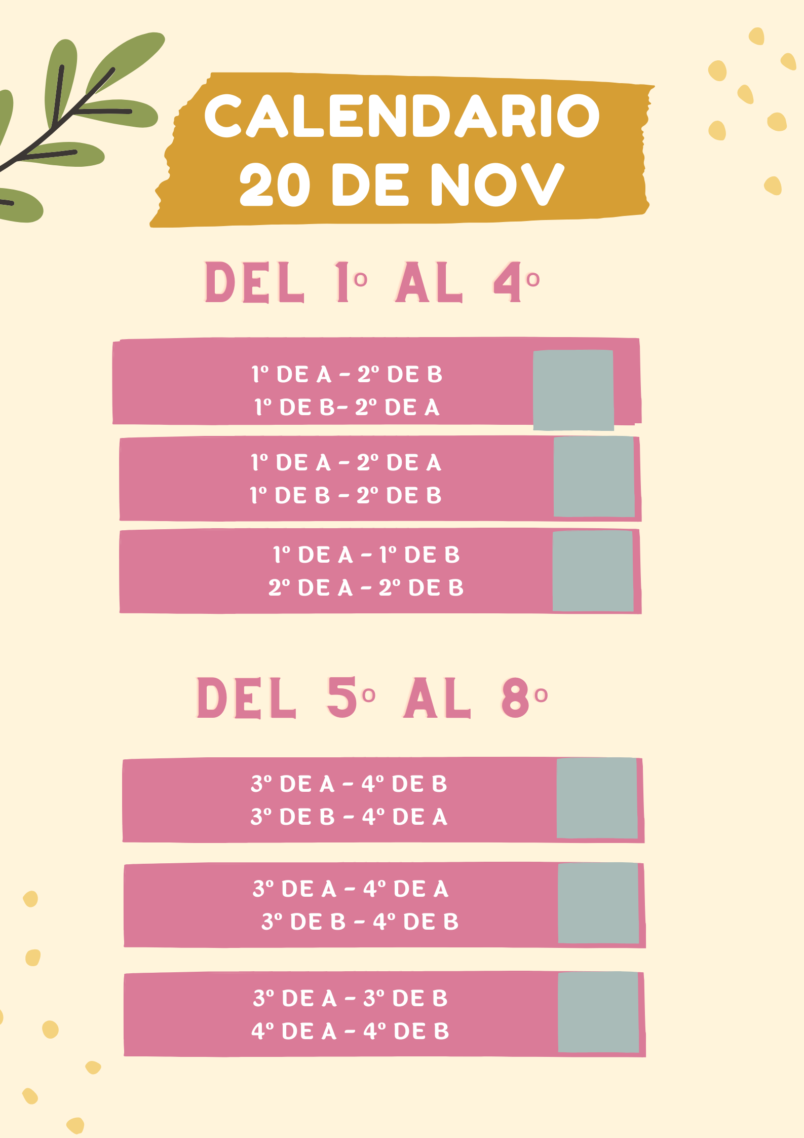 Calendario de partidos para el 20 de noviembre