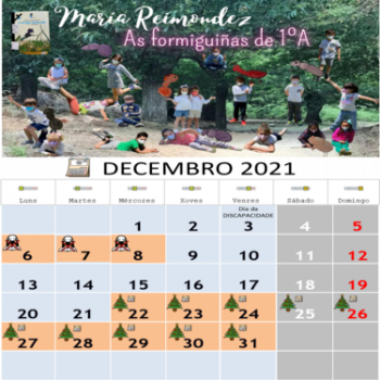 Calendario de decembro (alumnado de 1ºA)