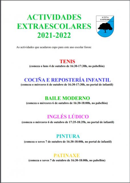 ACTIVIDADES EXTRAESCOLARES