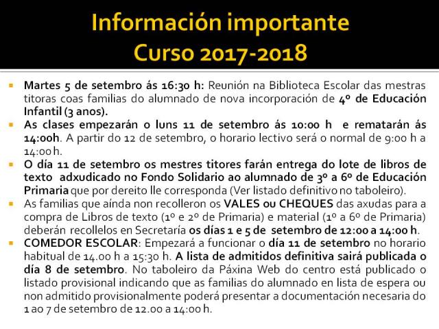 INFORMACIÓN PRINCIPIO DE CURSO 2017-2018