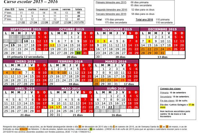 calendario escolar 15-16