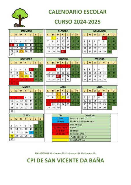 CALENDARIO ESCOLAR CURSO 2024-2025