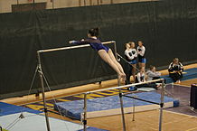 A bar used for exercises in gymnastics