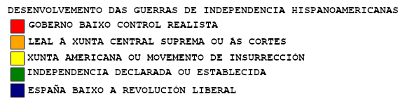 lenda mapa independencias América Hispana