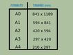 Tabla de los formatos de un plano:A0: 841 x 1189; A1: 594 x 841; A2 420 x 594; A3 297 x 420;  A4 210 x 297;.