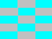 Suelo de 15 baldosas, de dos colores, tipo tablero de ajedrez, de 5 filas por 3 columnas. 