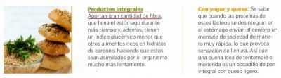 Alimentos integrales.Son ricos en fibra y por lo tanto muy saciantes.Saber Vivir nº 121
