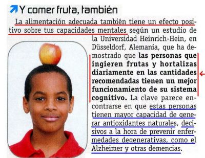 Aprendizaje.Frutas y hortalizas buenas para un mejor desarrollo cognitivo.Sport Life.
