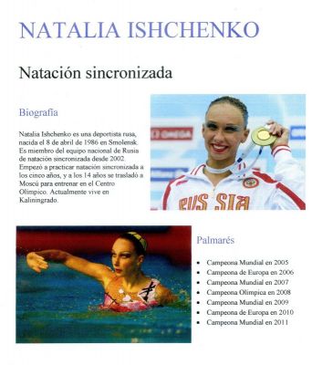 Natalia Ishchenko.Natación Sincronizada.Julia Novo 4º B.2.012
