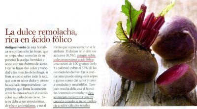 Remolacha.Rica en ácido fólico.Antioxidante.Revista Cuerpo Mente 2.012
