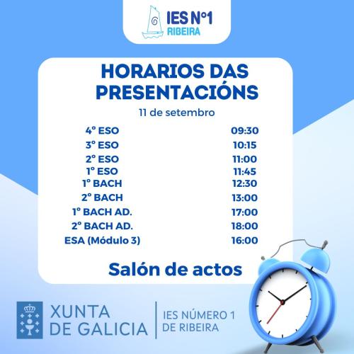 HORARIOS PRESENTACIÓNS