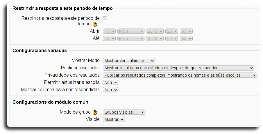 Outras configuracións da escolla