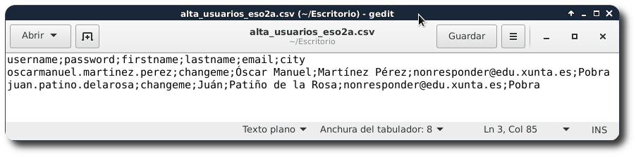 Ficheiro de texto CSV