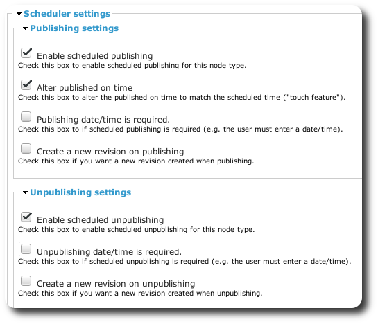 configuración scheduler