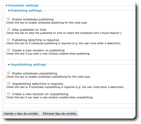 opcións por defecto scheduler