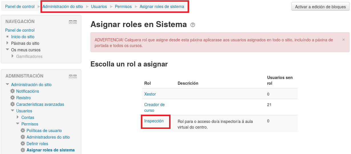 Roles de sistema