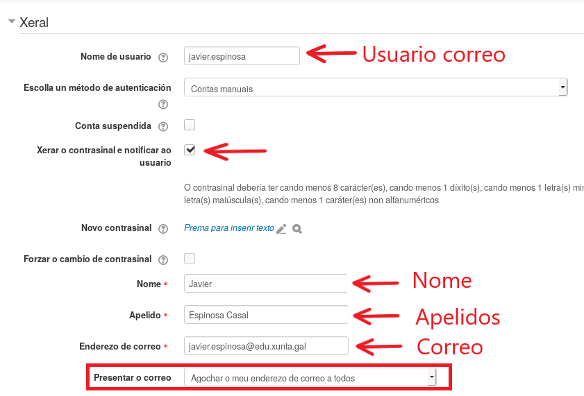 Formulario de novo usuario