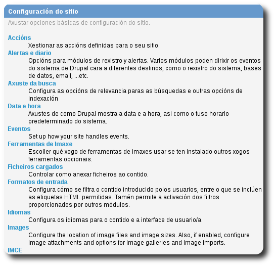 Configuración do sitio