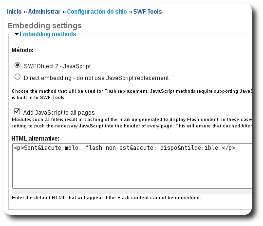 Activar "Add JavaScript to all pages"