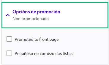 Opcións de promoción