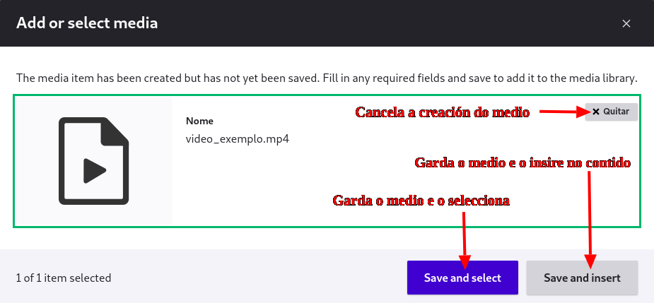 Gardar e inserir novo medio