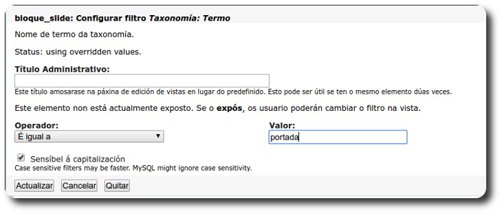 configurar filtro taxonomia:termo