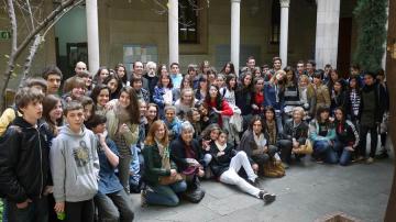 Anxo Lorenzo, hoxe, cos estudantes de galego en Cataluña 