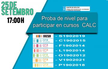 Probas de nivel para participar nos cursos CALC