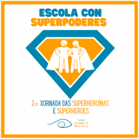 Cartel escola con superpoderdes